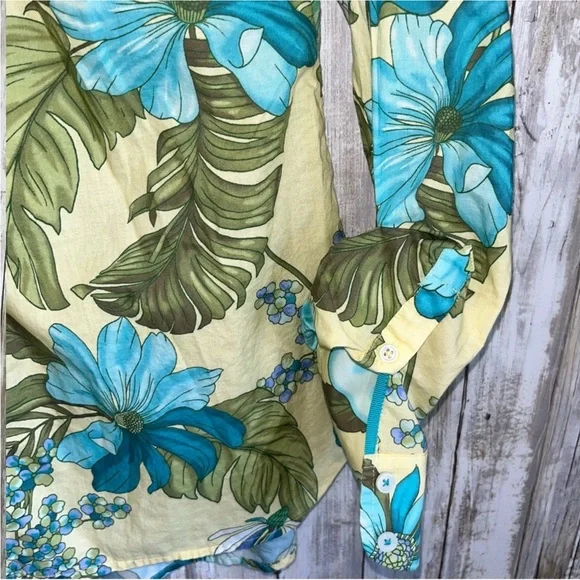 Talbots Green Floral Palm Button Down - Picture 3 of 6